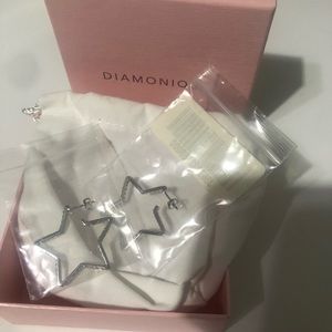 Star Hoop Earrings, Sterling Silver